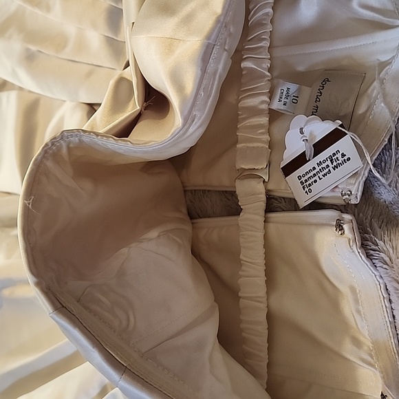 Donna Morgan size 10 Samantha fit & flare ivory/white strapless - Picture 7 of 10